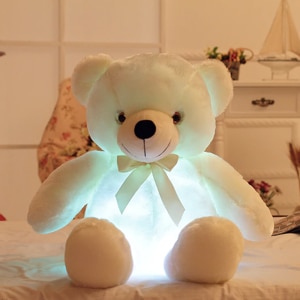 Cuscino orso di peluche LED bianco Orso di peluche Animali di peluche Materiali: Cotone