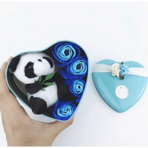 Panda peluche azzurro scatola San Valentino Peluche Materiale: Cotone
