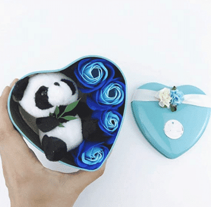 Panda peluche azzurro scatola San Valentino Peluche Materiale: Cotone
