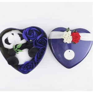 Panda peluche scatola blu San Valentino peluche Materiale: Cotone