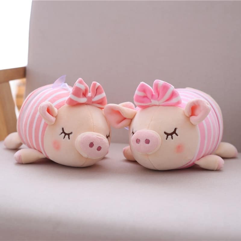Peluche di maiale con fiocco rosa Animali di peluche di maiale Materiali: Cotone