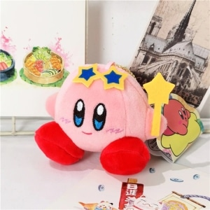 Kirby peluche rosa con stelle blu sulla testa