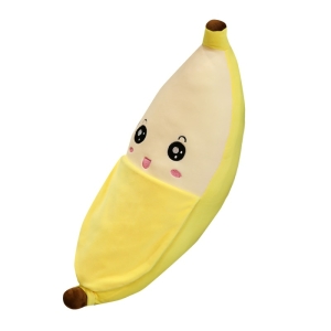 Cuscino di banana con buccia gialla e occhi neri e lucidi