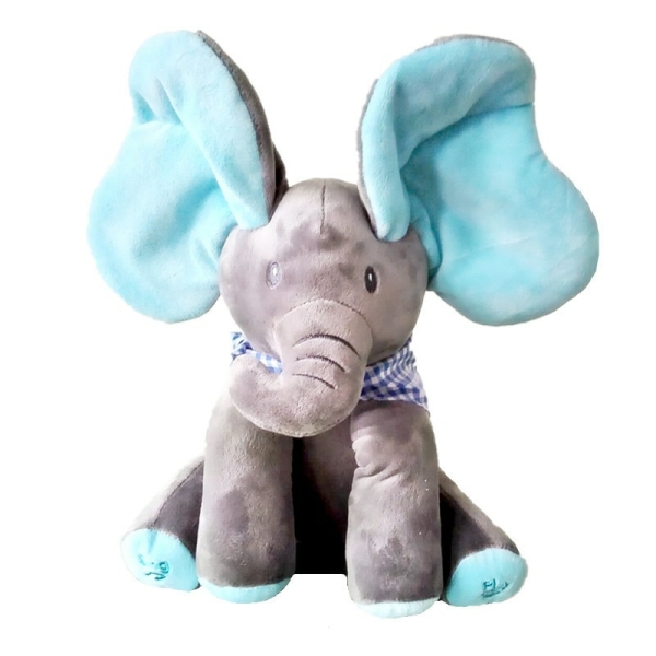 Peluche elefante elettrico per bambini con orecchie in blu