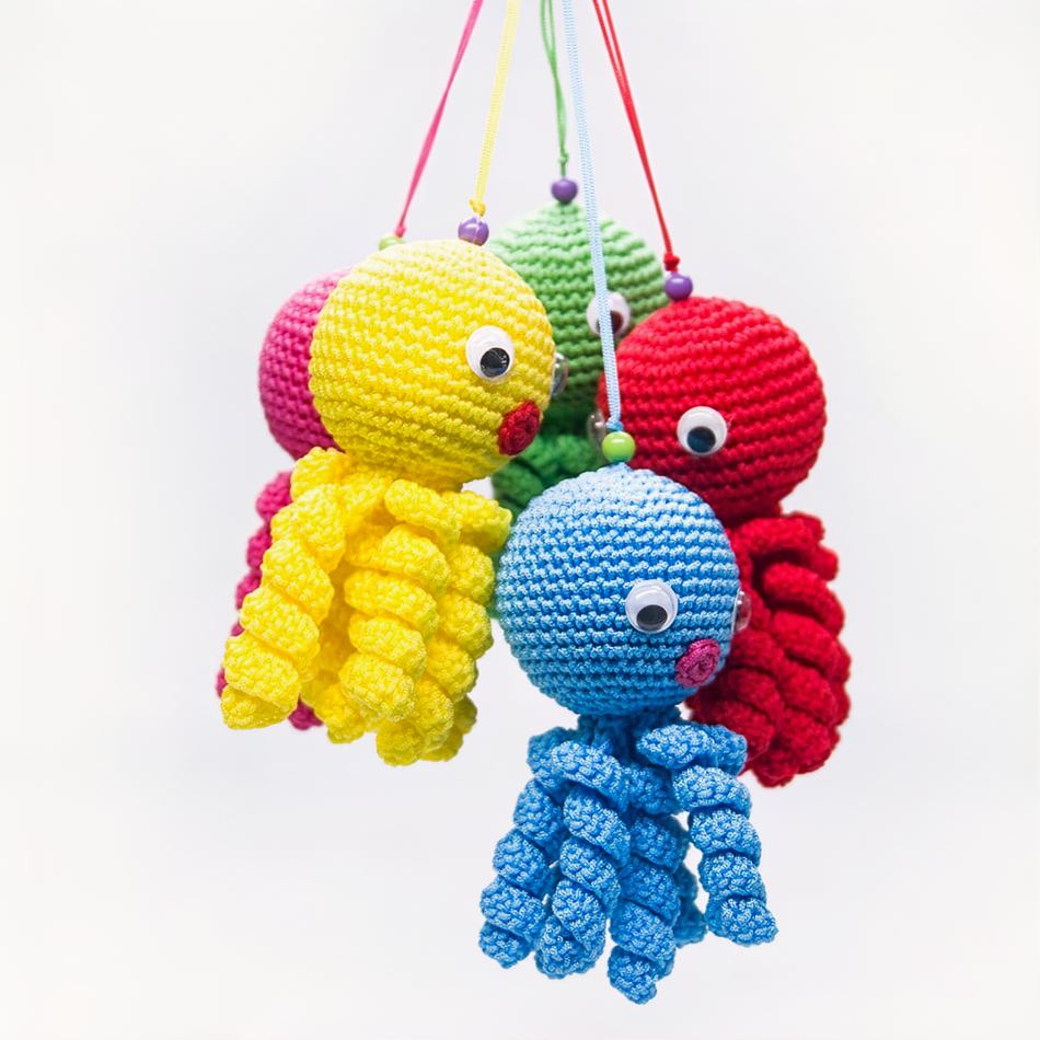 Giallo morbido polpo intrecciato peluche per bambini • Mio Peluche