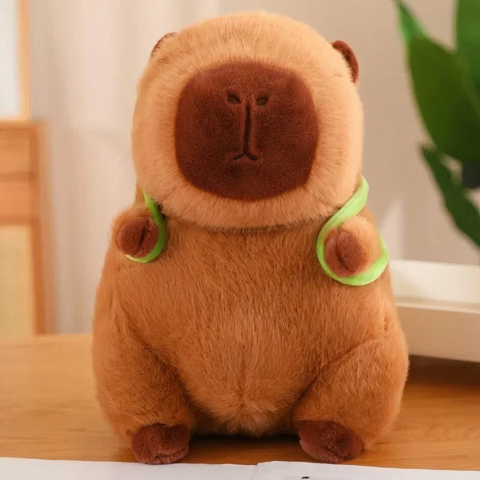Peluche Capybara Con Zaino Tartaruga Verde – 40 Cm, Morbido, Con Zaino Rimovibile, Regalo Per Bambini E Adulti - 3